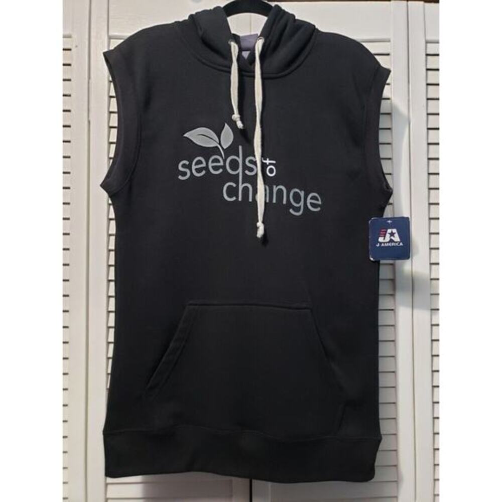 J America Triblend Sleeveless Hoodie Women's Size Large Black Seeds Of Change